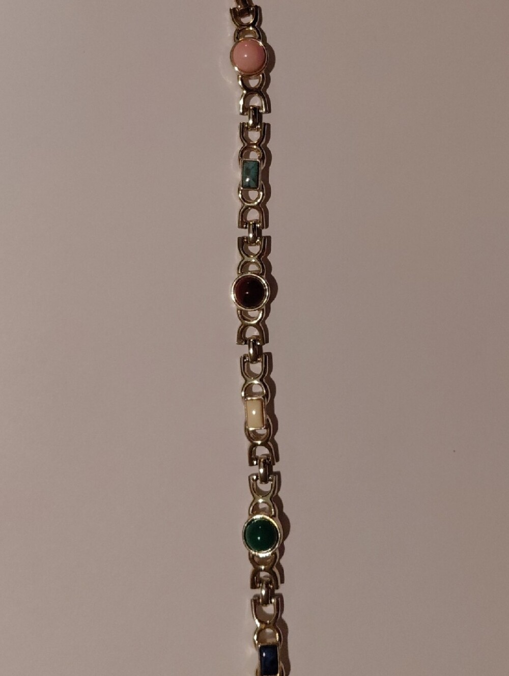 Multicolor Stone Link Bracelet - Silvertone 8inch Women Jewelry
